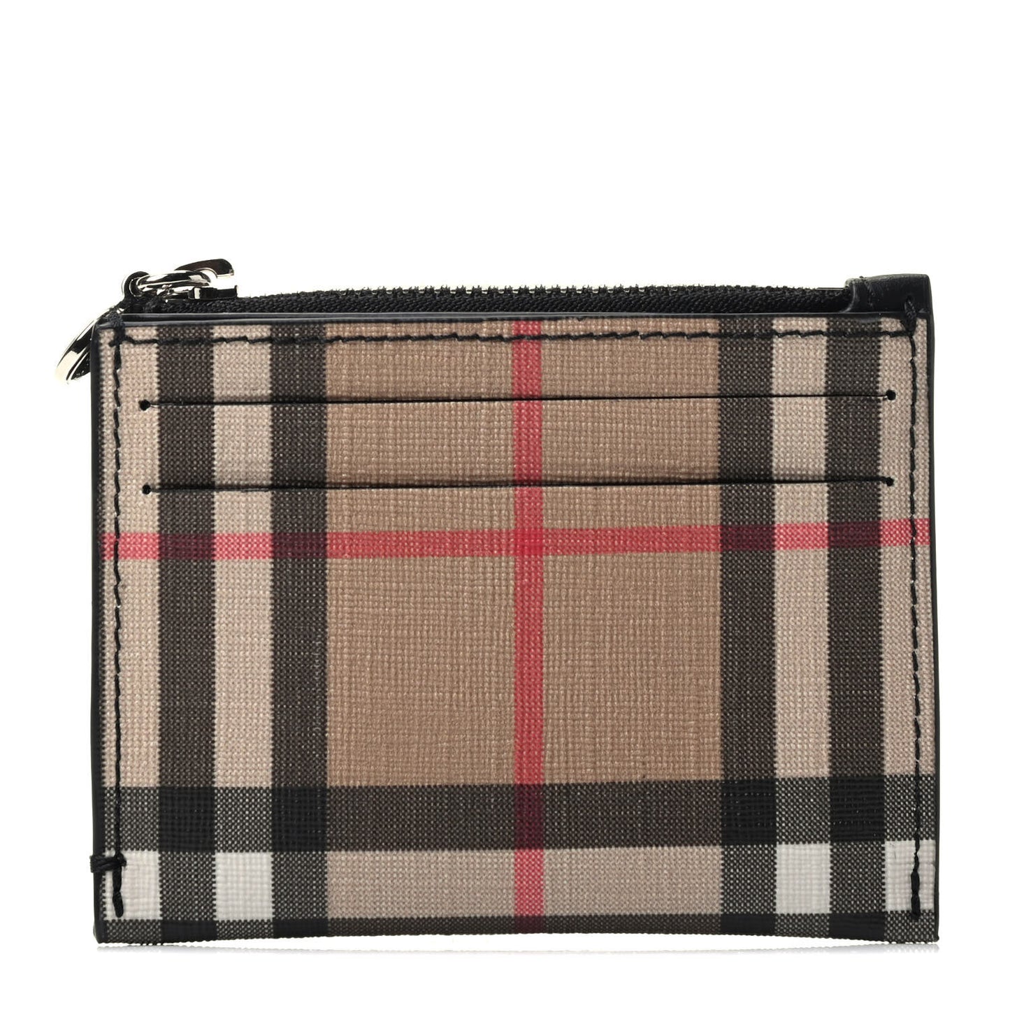 Coated Canvas House Check Coin Case Card Holder