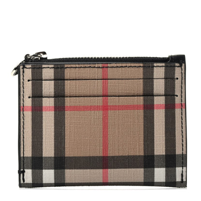 Burberry Coated Canvas House Check Coin Case Card Holder 1 of 3