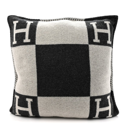 Hermes Wool Cashmere Avalon Pillow PM Ecru Gris Fonce 2 of 3