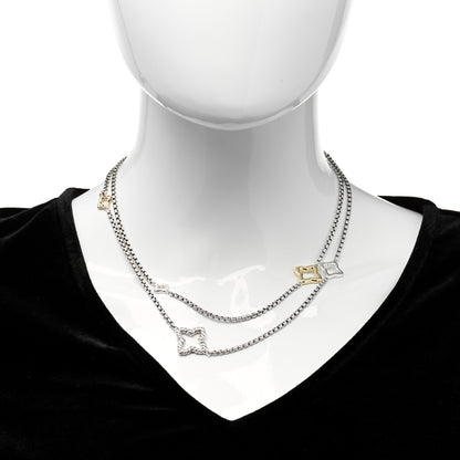 David Yurman Sterling Silver 14K Yellow Gold Quatrefoil Box Chain Necklace 2 of 4
