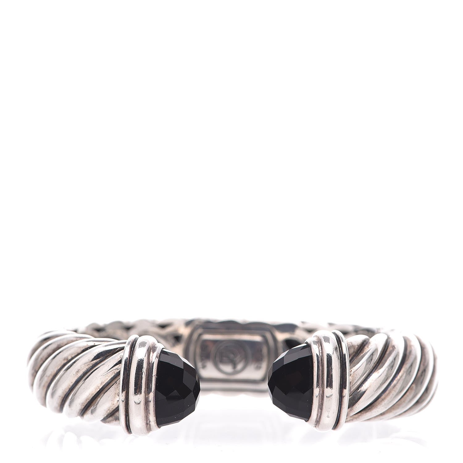 David Yurman Sterling Silver Black Onyx 15mm Sculpted Cable Bracelet 1 of 5