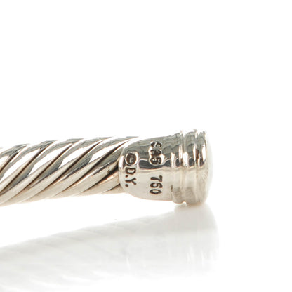 David Yurman Sterling Silver 18K White Gold Diamond 5mm Cable Classics Station Bracelet 4 of 5