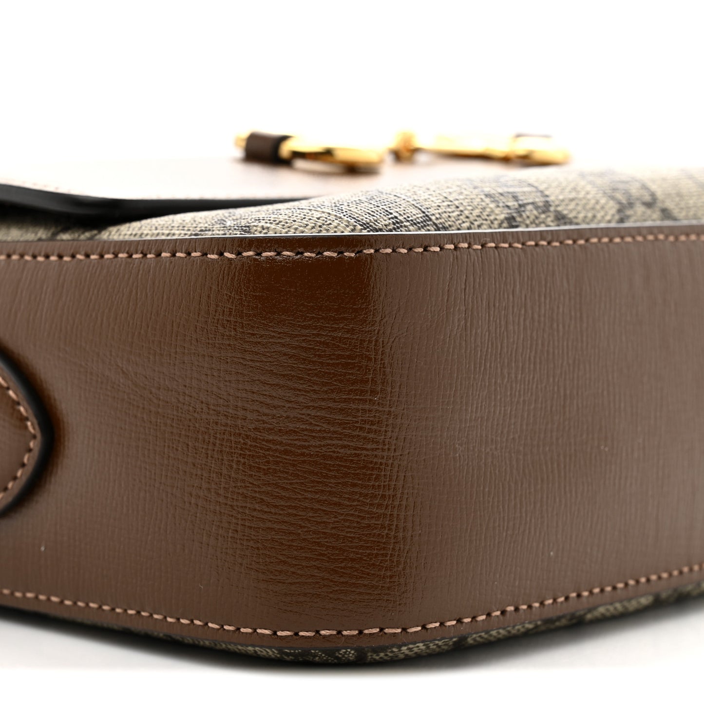 GG Supreme Monogram Small Horsebit 1955 Shoulder Bag Beige Brown Sugar