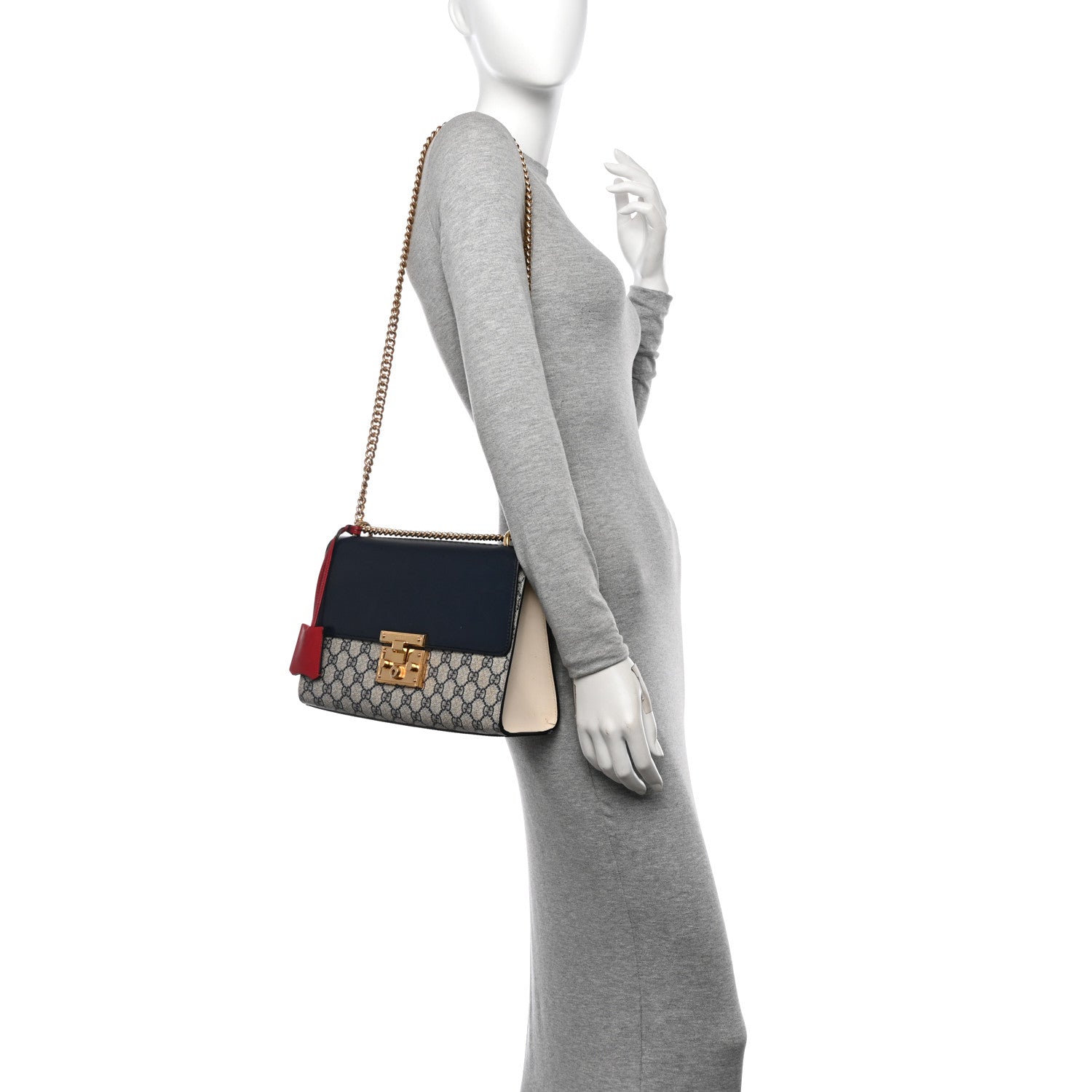 Gucci GG Supreme Monogram Calfskin Medium Padlock Shoulder Bag Beige Blue Mystic White Hibiscus Red 2 of 11