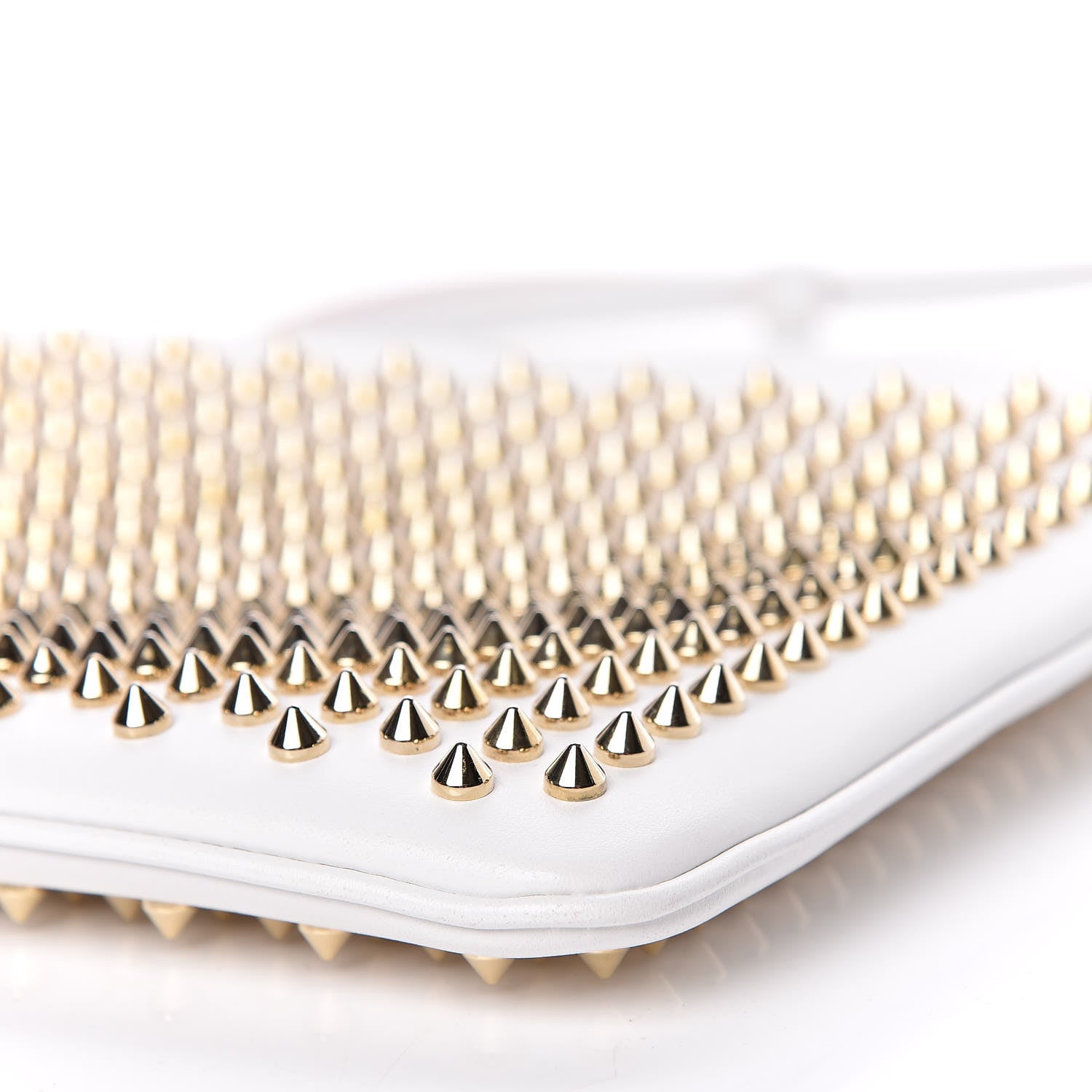 Christian Louboutin Calfskin Studded Loubiposh Chain Clutch White Gold 9 of 10