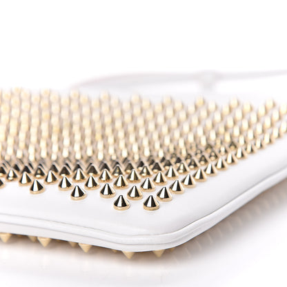 Christian Louboutin Calfskin Studded Loubiposh Chain Clutch White Gold 9 of 10