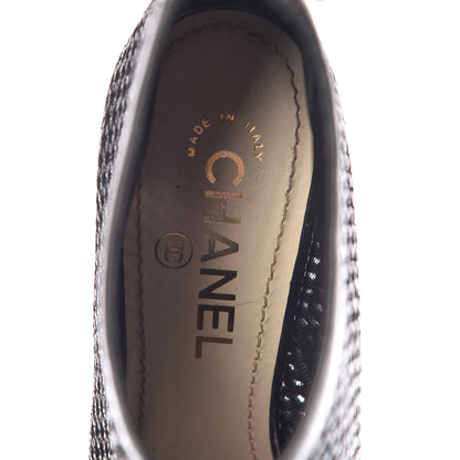 Chanel Mesh CC Peep Toe Ankle Boots 38 Black 9 of 13