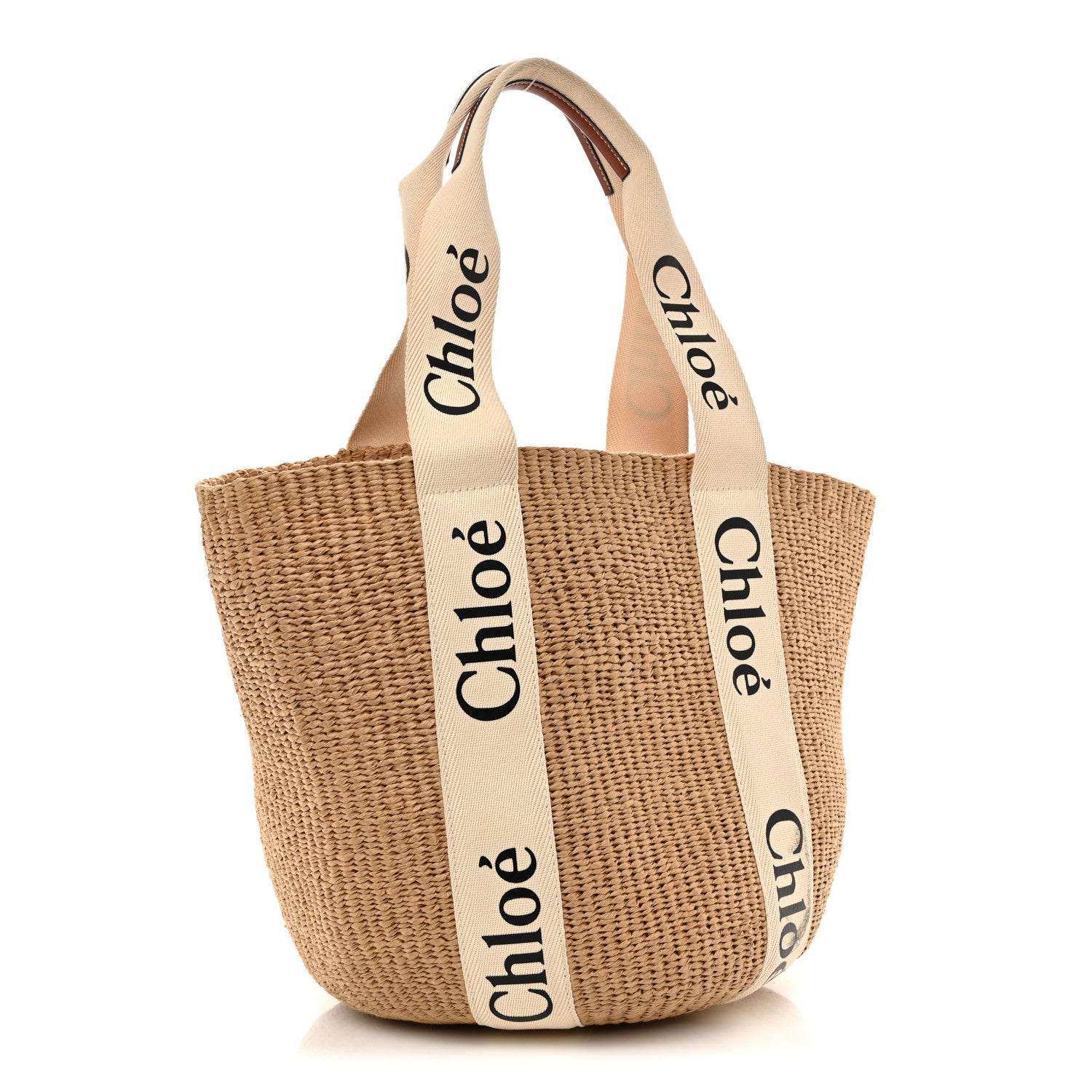 Chloe Raffia Large Woody Tote White 3 of 9