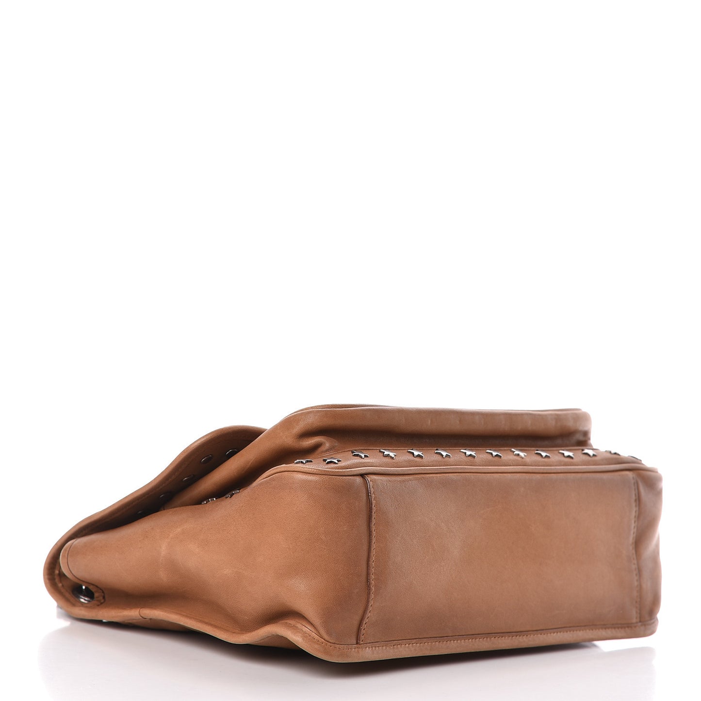 Calfskin Star Studded Monogram Medium Niki Chain Satchel Brown