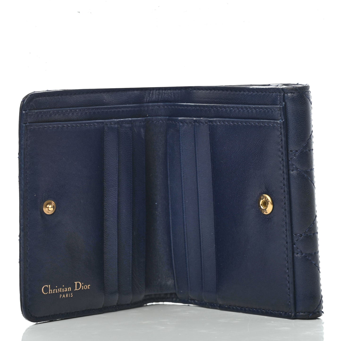 Lambskin Cannage Dioraddict Flap Wallet Navy