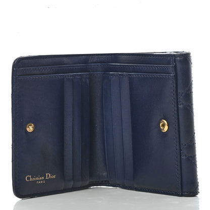 Christian Dior Lambskin Cannage Dioraddict Flap Wallet Navy 4 of 7