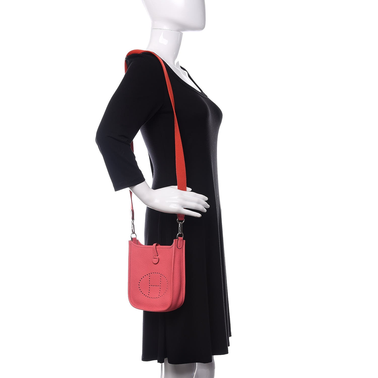 Hermes Taurillon Clemence Amazone Evelyne TPM Rose Azalee Rouge Pivoine 2 of 11
