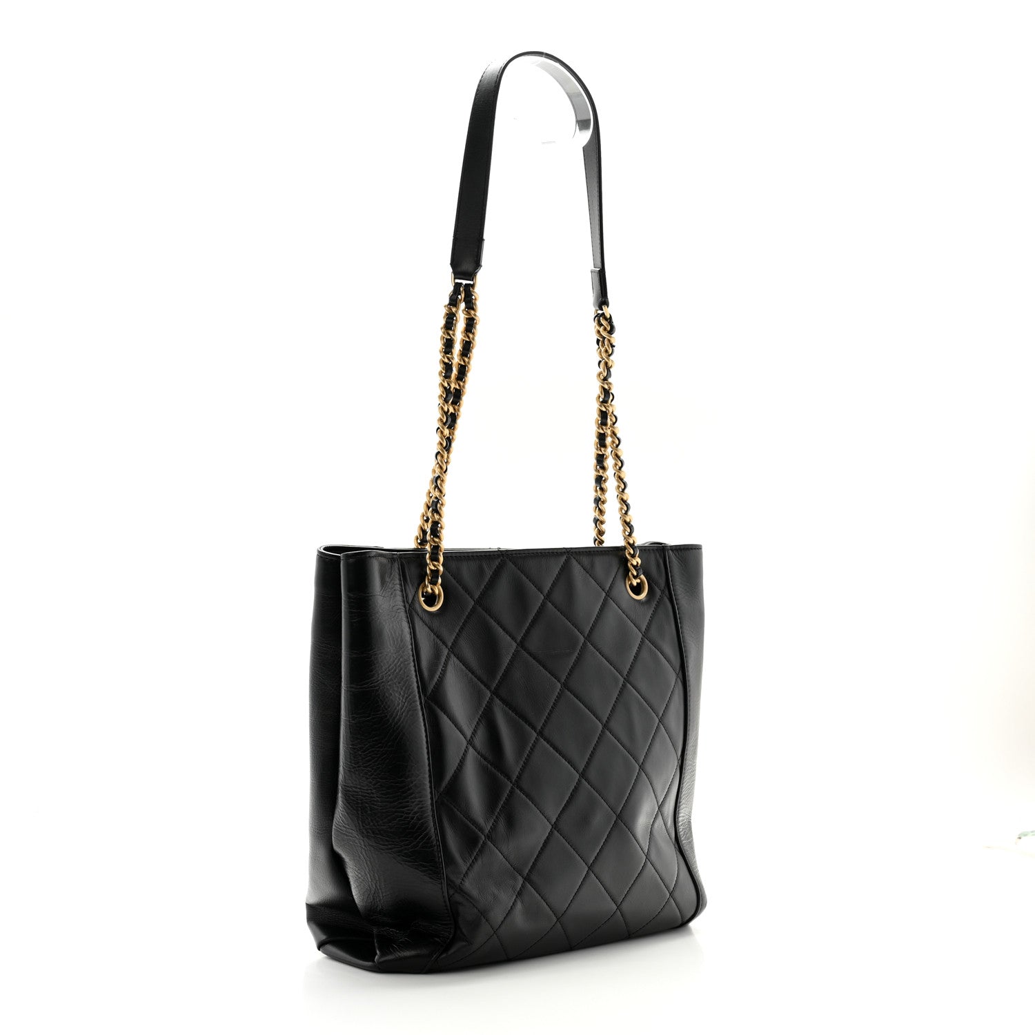 Chanel Calfskin Quilted CC Front Pocket Shopping Tote Black 3 of 10