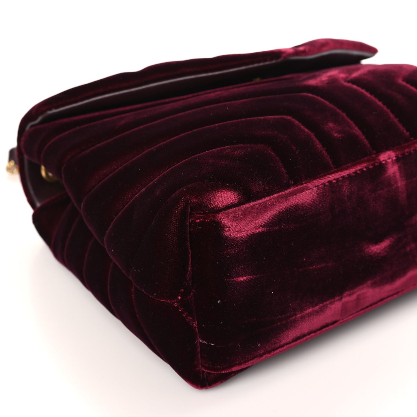 Velvet Y Quilted Monogram Small Loulou Chain Satchel Burgundy