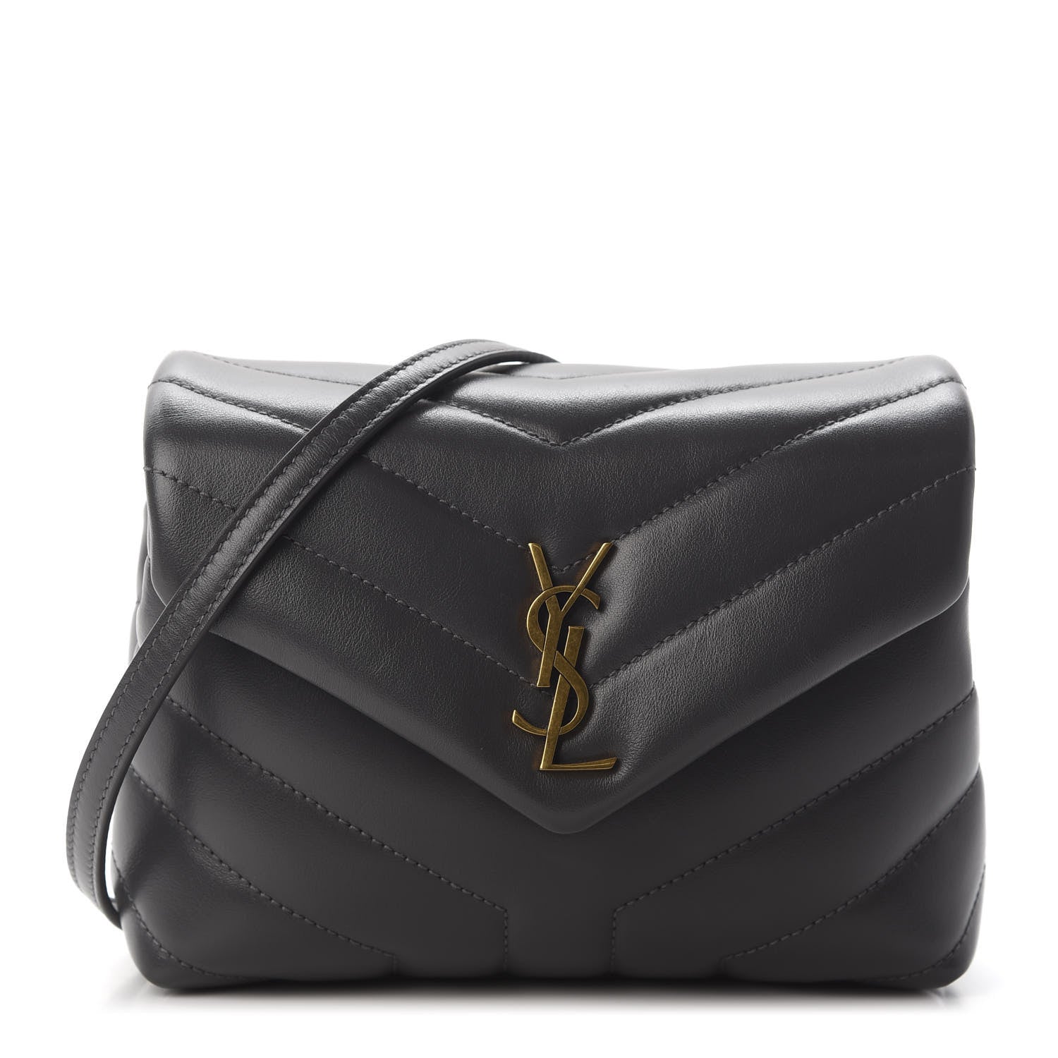 Saint Laurent Calfskin Y Quilted Monogram Toy Loulou Crossbody Bag Storm 1 of 8