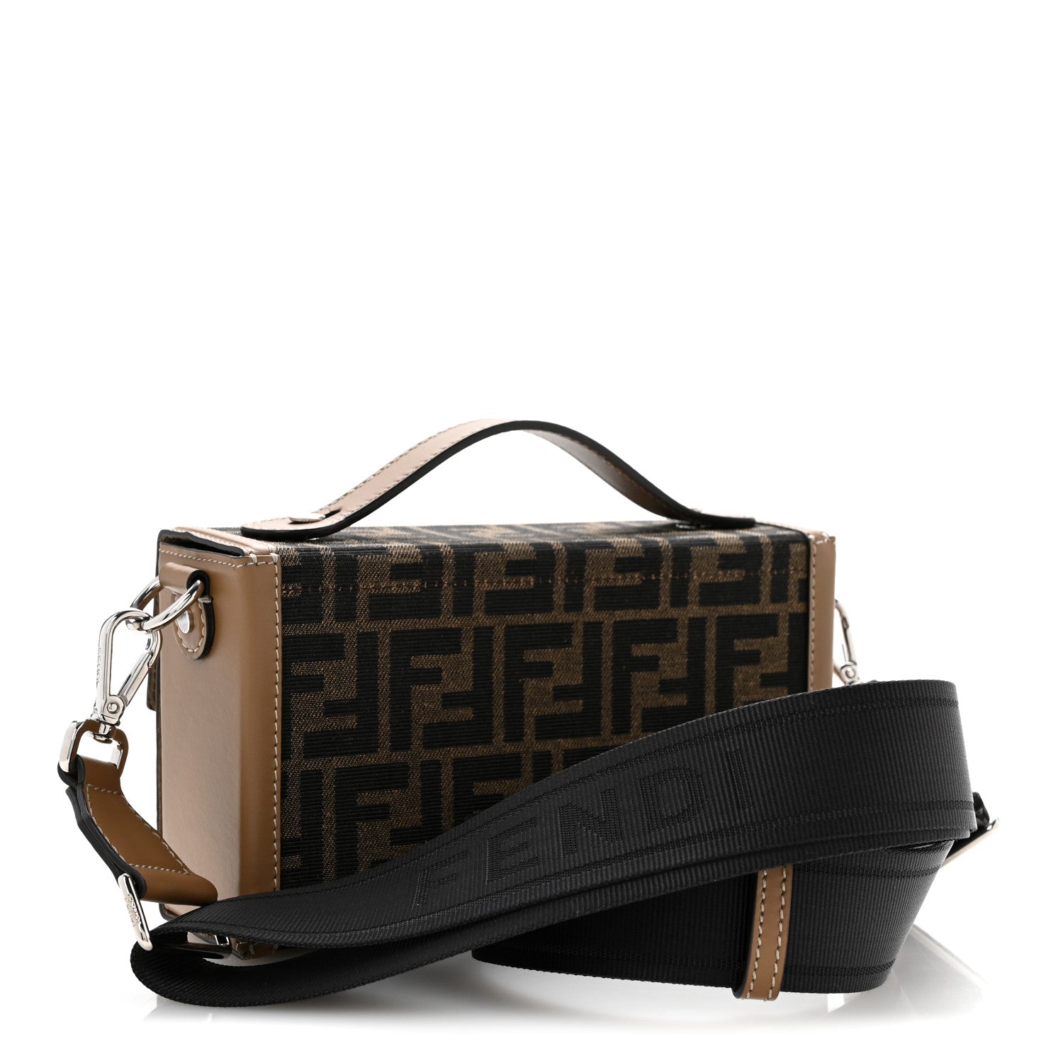 Fendi Recycled Fabric Jacquard Vitello King FF 1974 Baguette Soft Trunk Tobacco Moro Sand 3 of 12