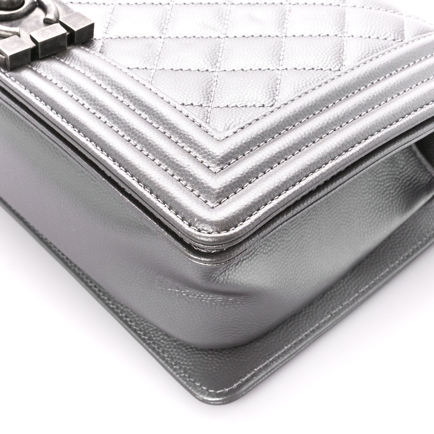 Chanel Metallic Caviar Quilted Medium Boy Flap Silver 10 of 10