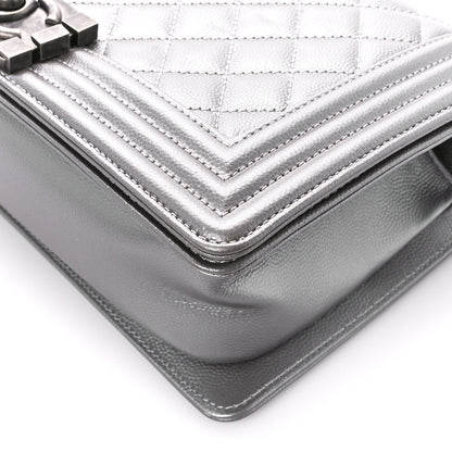 Chanel Metallic Caviar Quilted Medium Boy Flap Silver 10 of 10