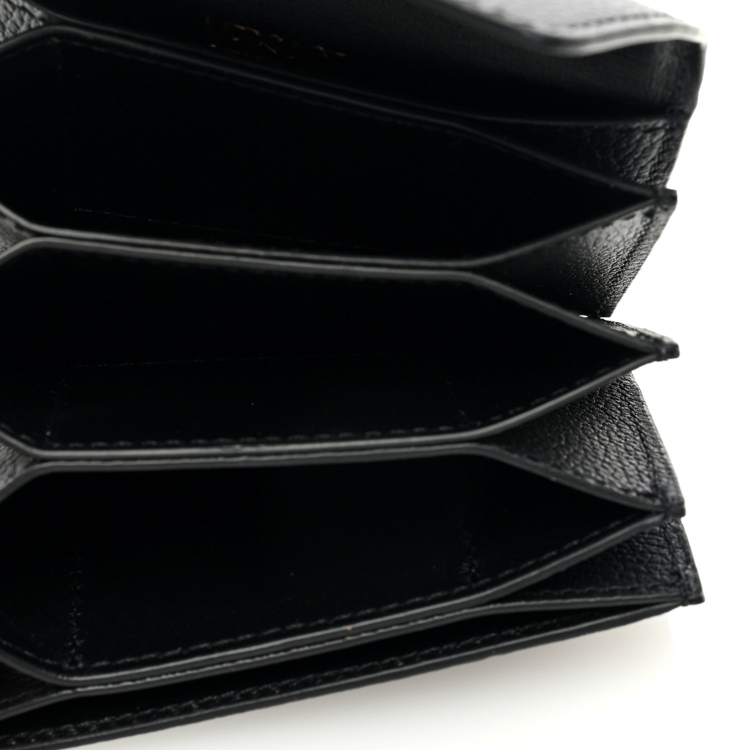 Versace Grained Calfskin Medusa Gusset Holder Wallet Black 5 of 6