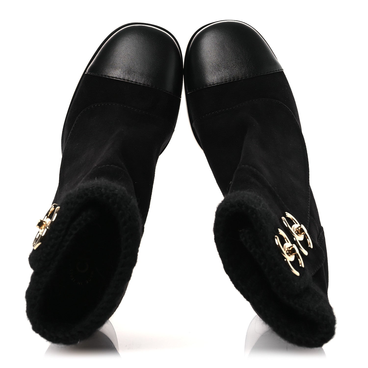 Chanel Suede Lambskin Knit CC Short Boots 39.5 Black 2 of 11