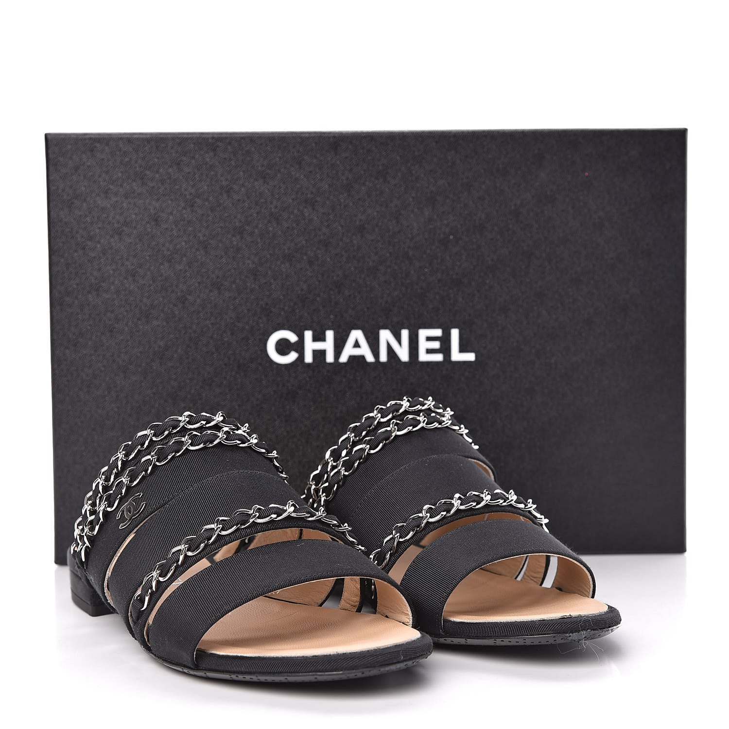 Chanel Grosgrain Chain Sandals 36 Black 11 of 11