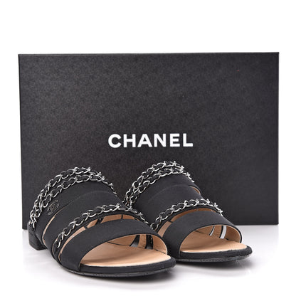 Chanel Grosgrain Chain Sandals 36 Black 11 of 11