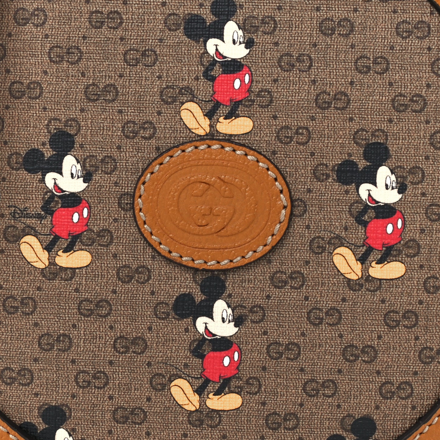 X DISNEY Mini Vintage GG Supreme Monogram Mickey Mouse Round Shoulder Bag Beige Vintage Sun Oil