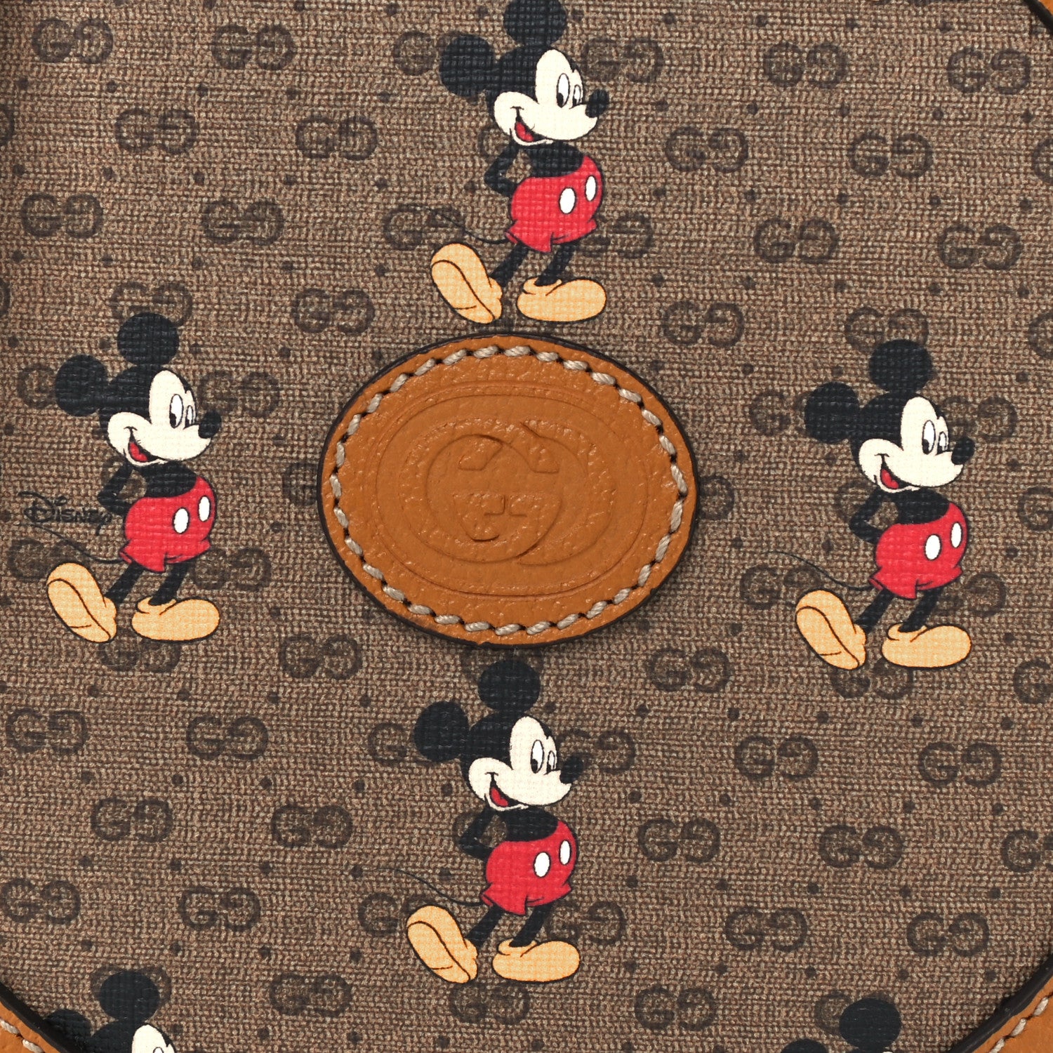 Gucci X DISNEY Mini Vintage GG Supreme Monogram Mickey Mouse Round Shoulder Bag Beige Vintage Sun Oil 9 of 12