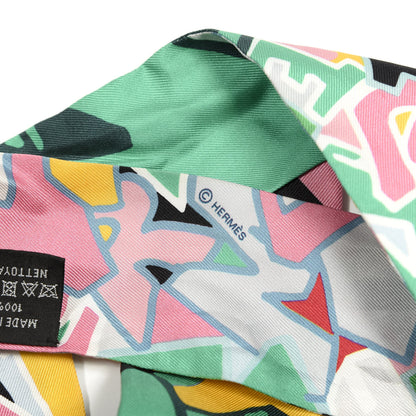 Hermes Silk Graff Graffiti Twilly Menthol Rose Jaune 4 of 4