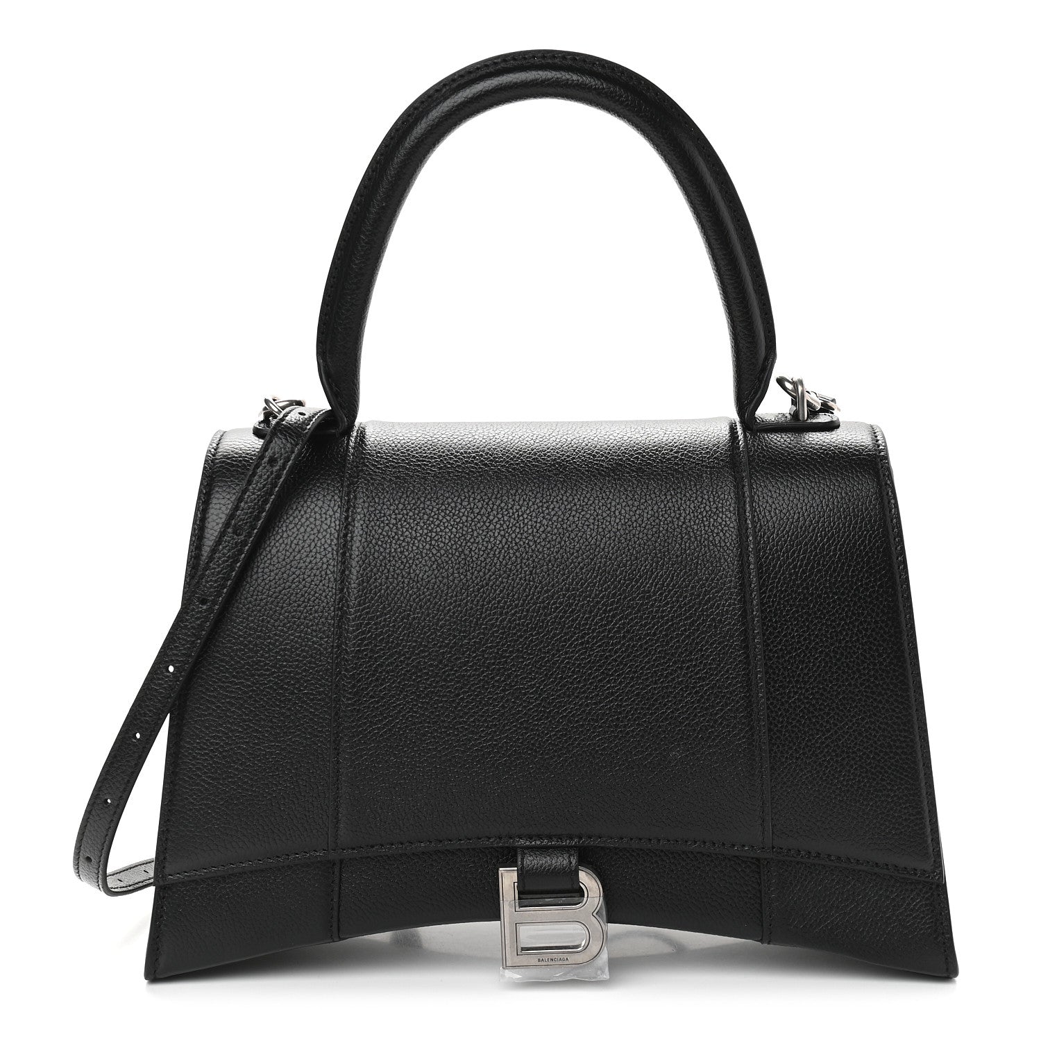 Balenciaga Grained Calfskin Medium Hourglass Top Handle Bag Black 1 of 9