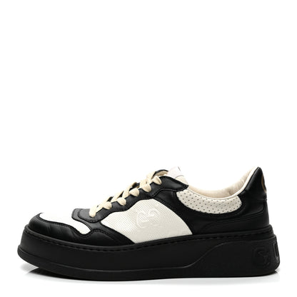 Gucci Calfskin GG Tennis Embossed Perforated Mens Interlocking G 55mm Sneakers 8.5 Black White 1 of 10