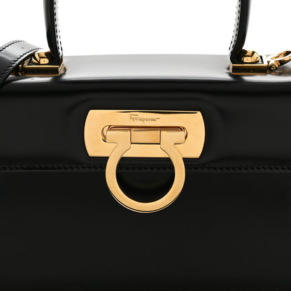Salvatore Ferragamo Brushed Off Calfskin Iconic Top Handle Bag Black 8 of 10