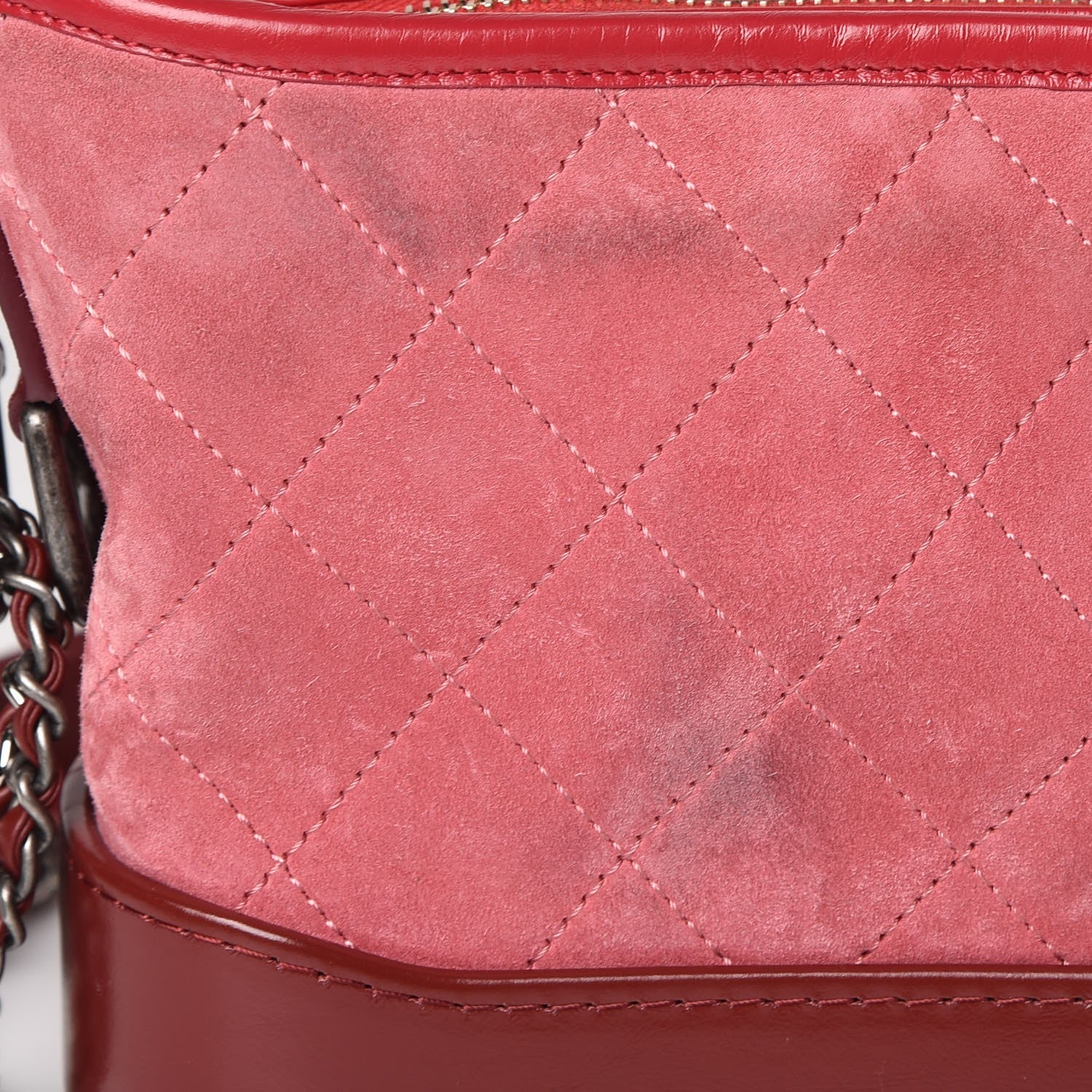 Chanel Suede Quilted Small Gabrielle Hobo Red 10 of 12