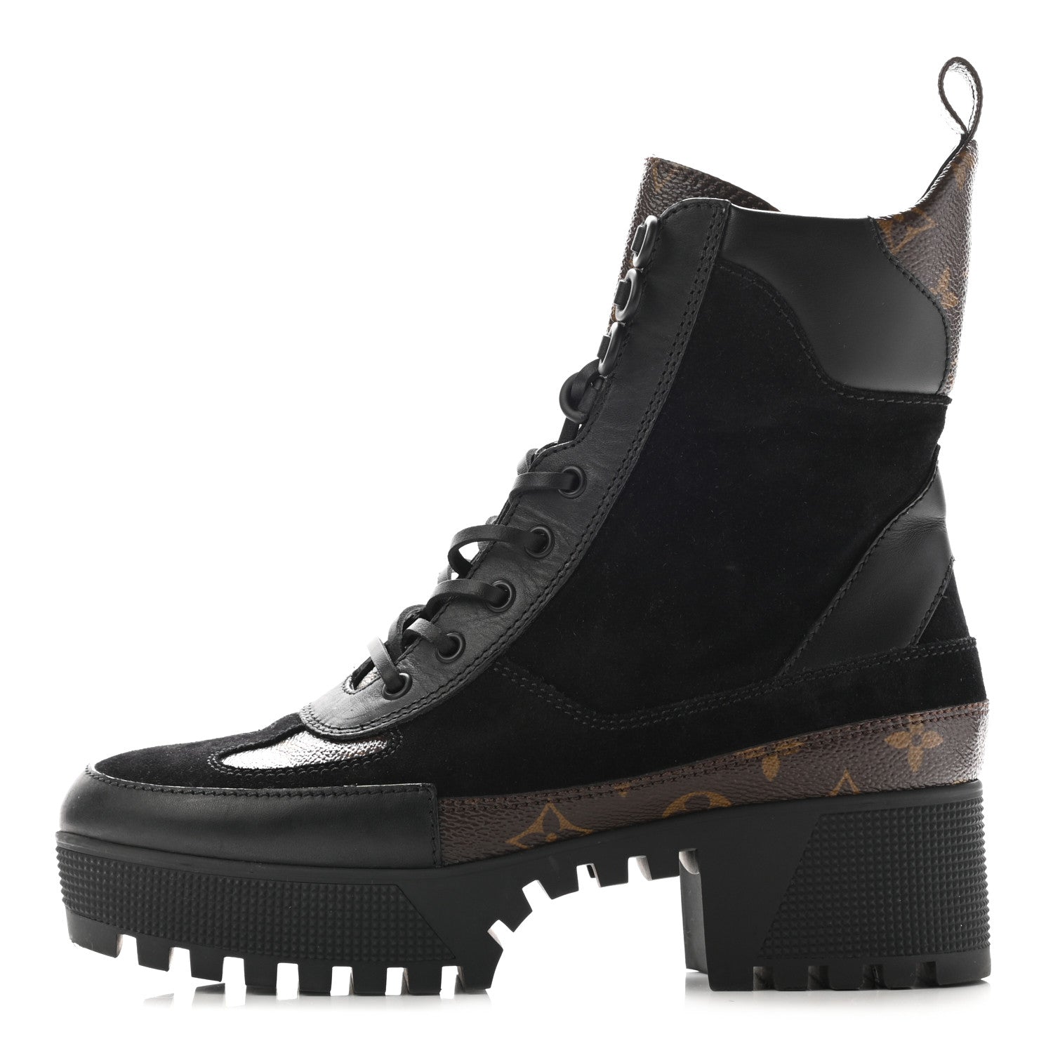 Louis Vuitton Suede Calfskin Monogram Laureate Platform Desert Boots 38.5 Black 1 of 13