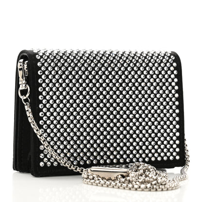 Prada Satin Crystal Metal Triangle Logo Card Holder With Strap Cristal 2 of 9