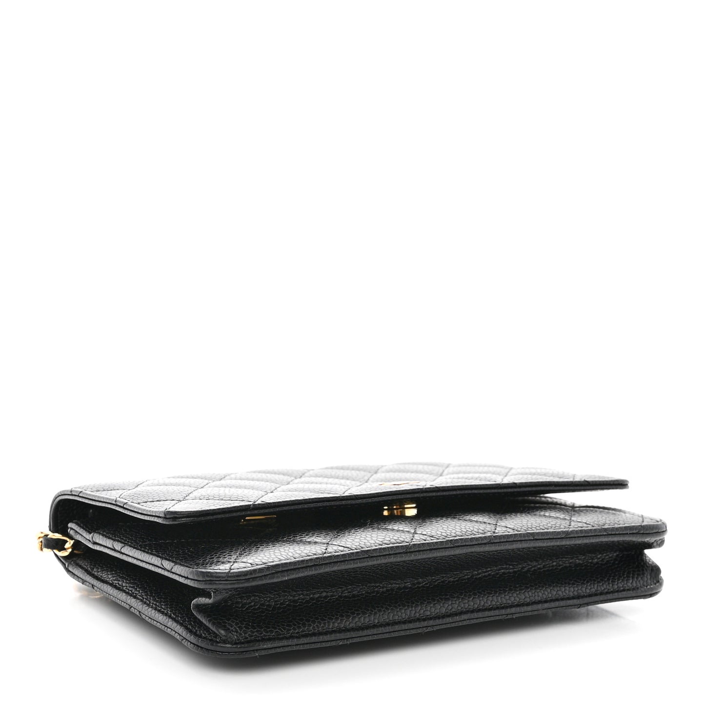 Caviar Quilted Wallet on Chain WOC Black