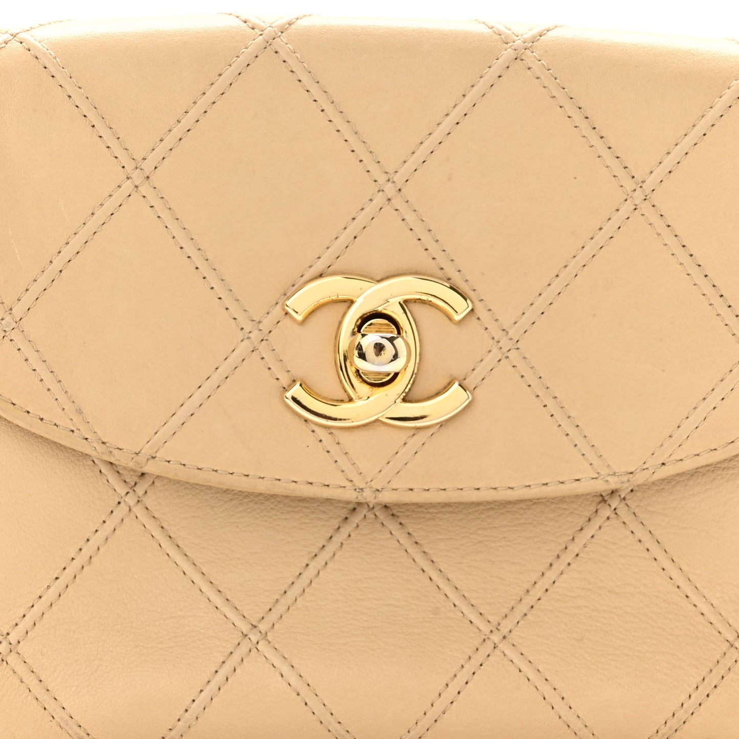 Lambskin Quilted Flap Waist Belt Bag 65 26 Beige