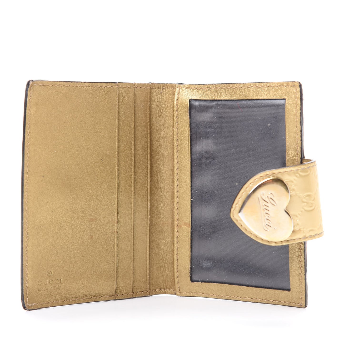 Shine Microguccissima Heart Travel Wallet Gold
