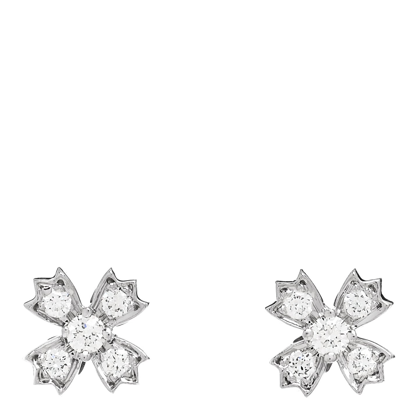 Platinum Diamond Floret Stud Earrings