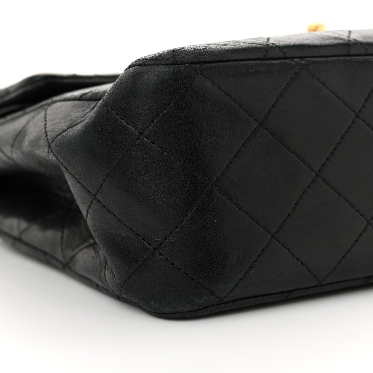 Lambskin Quilted Medium Double Flap Black