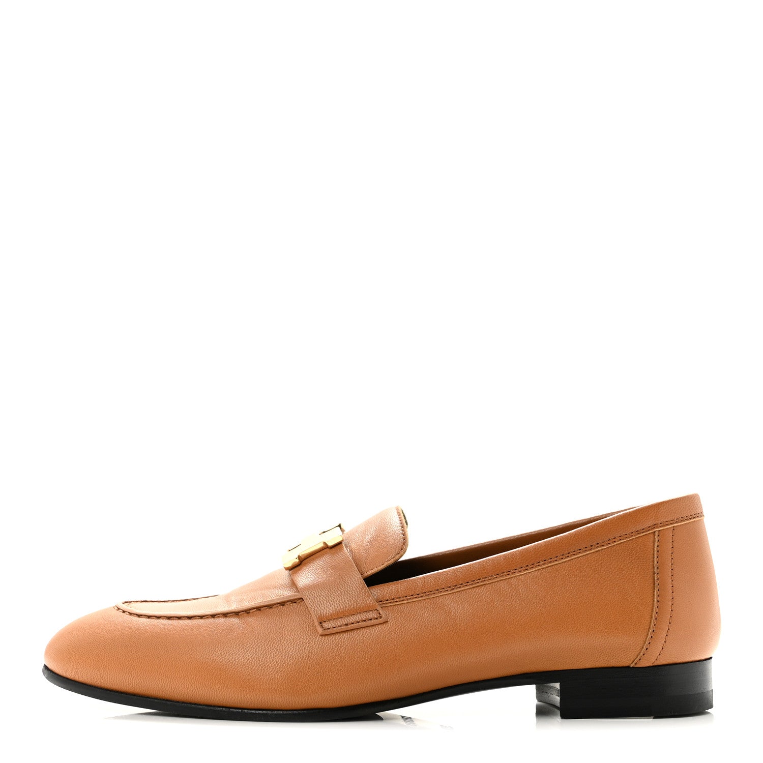 Hermes Goatskin Womens Paris Loafers 36.5 Gold 1 of 10