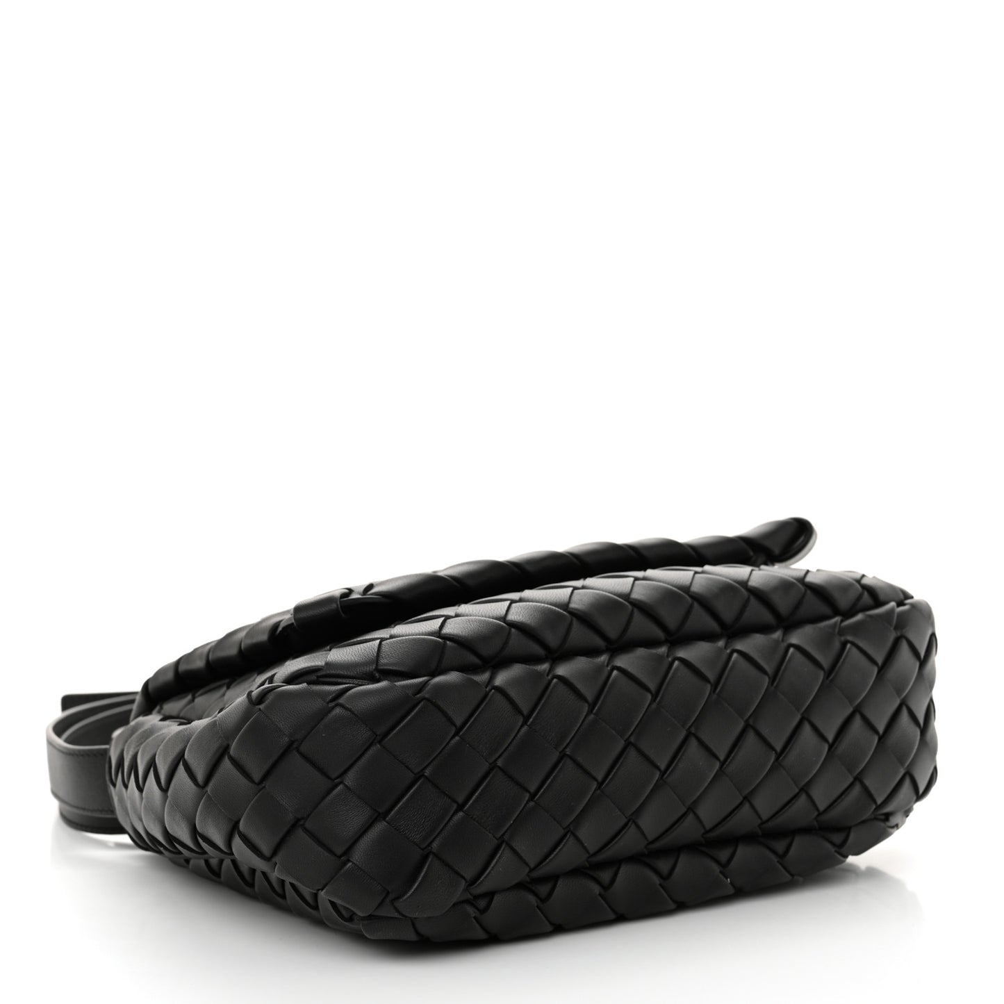 Nappa Intrecciato Small Cobble Messenger Bag Black