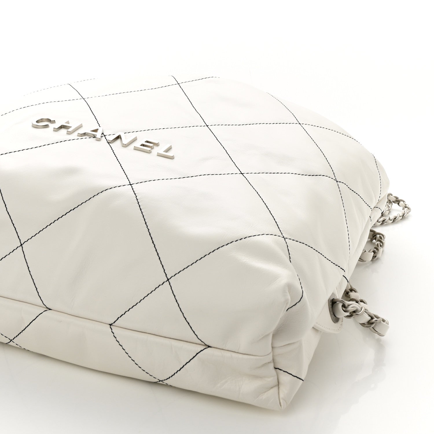 Chanel Shiny Calfskin Quilted Chanel 22 Backpack White Black 10 of 10