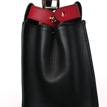 Fendi Vitello Seta Century Nappa Medium Peekaboo Iconic Defender Satchel Black Fragola Maya 8 of 9