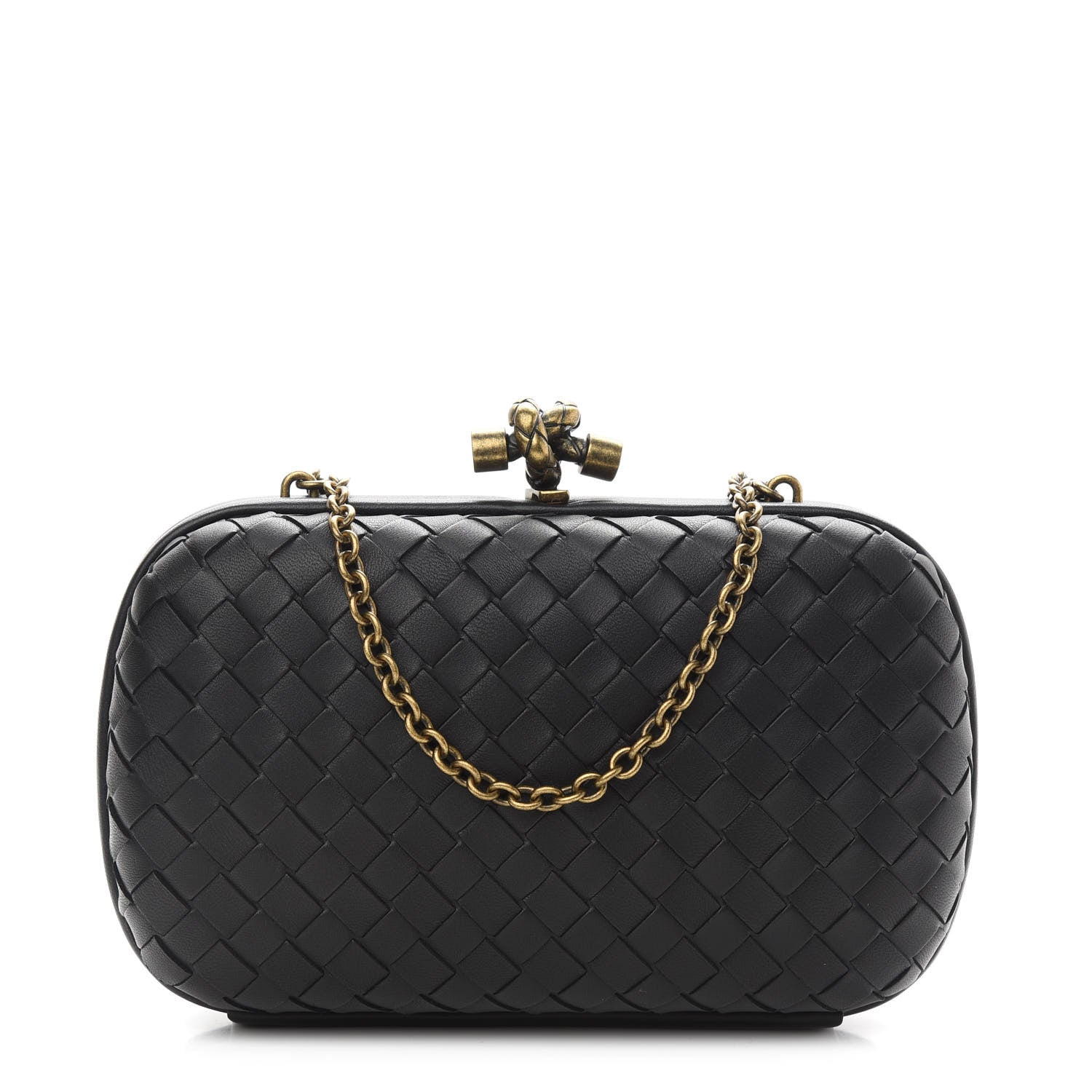 Bottega Veneta Nappa Intrecciato Chain Knot Clutch Black 1 of 7