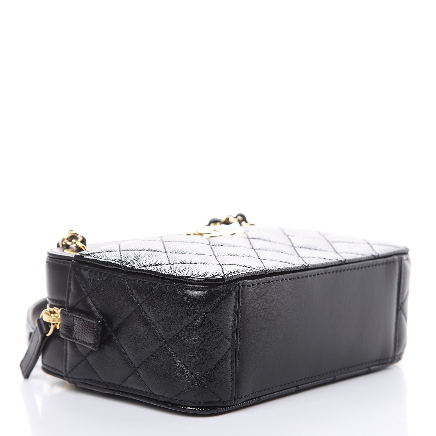 Chanel Metallic Lambskin Grained Calfskin Quilted Camera Case Black 4 of 10