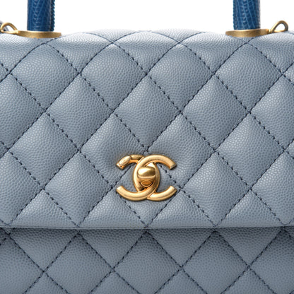Chanel Caviar Lizard Quilted Mini Coco Handle Flap Light Blue 10 of 10