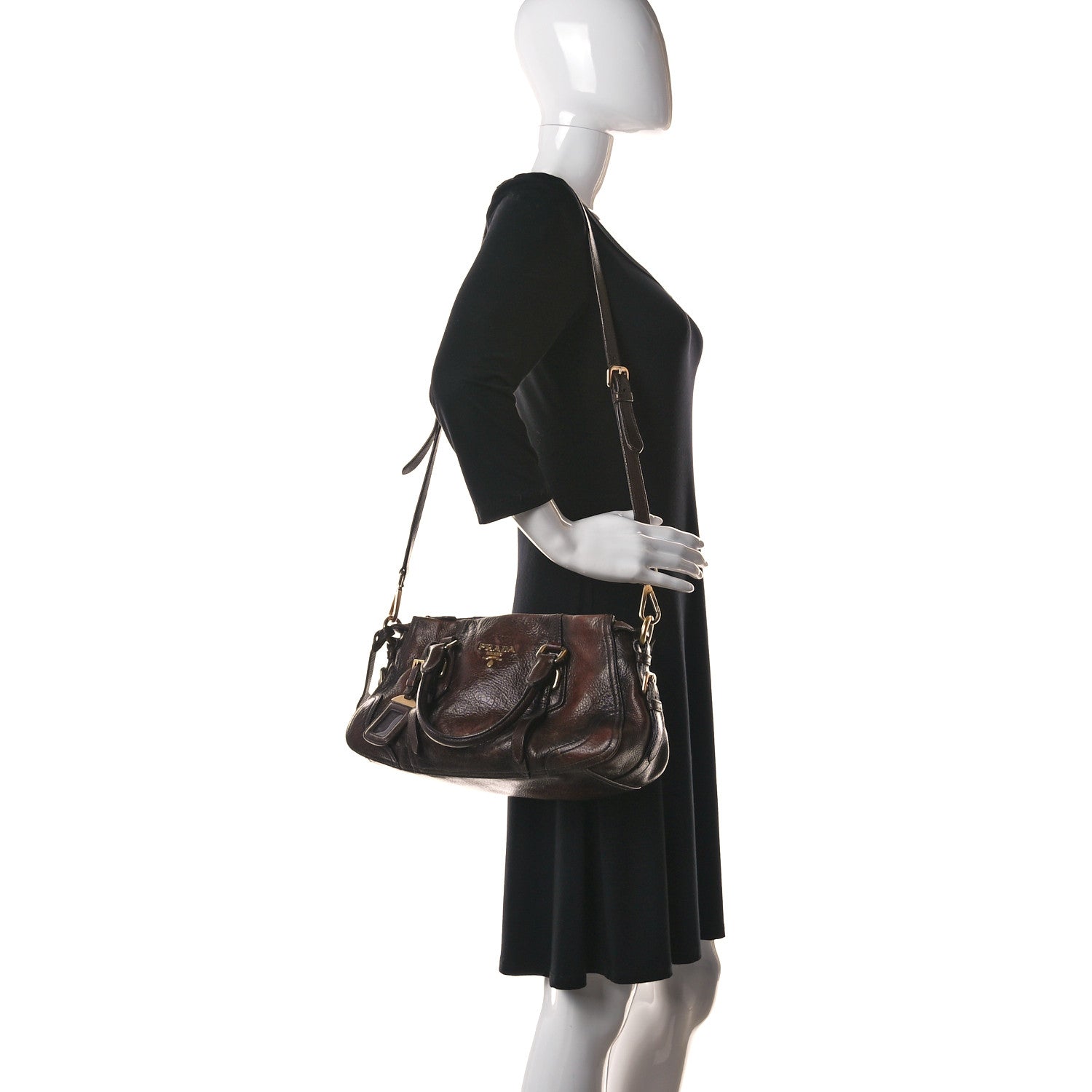 Prada Cervo Antik Dome Satchel Cacao 2 of 8