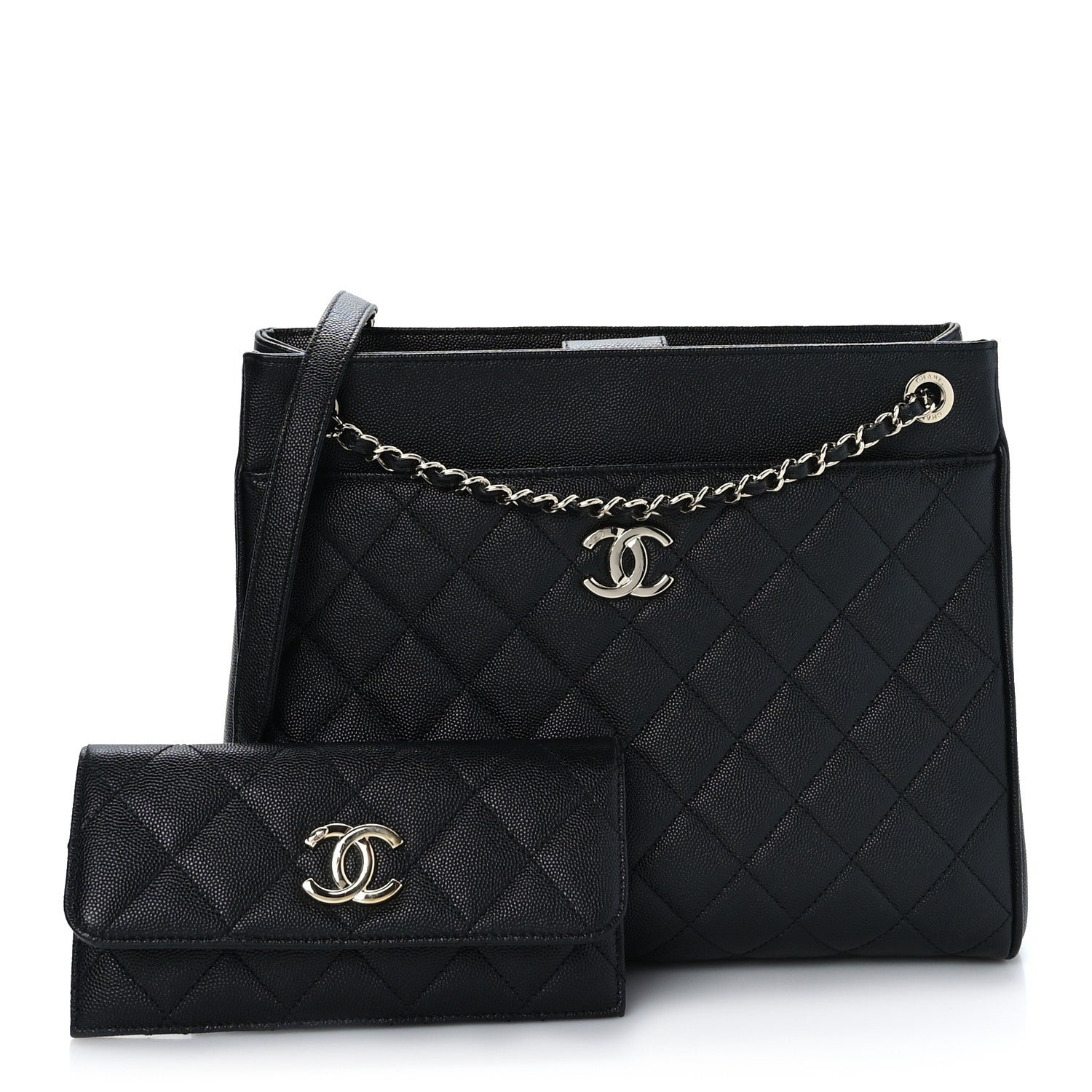Chanel Caviar Quilted In Out Flap Shopping Tote Black 3 of 10