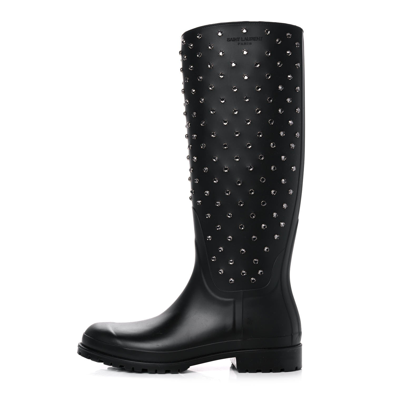 Saint Laurent Rubber Studded Festival Rain Boots 42 Black 1 of 10